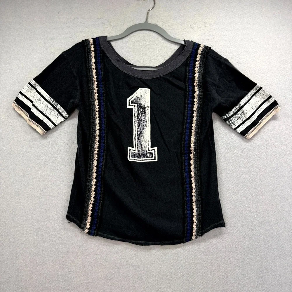 We The Free First Place T Shirt Top Womens M Black #1 Jersey Sports Athletic Y2K - Picture 1 of 8
